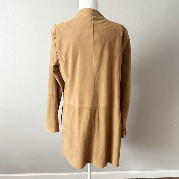 Eileen Fisher Tan Goat Suede Open Drape Front Jacket Women's Size Medium - Picture 9 of 15